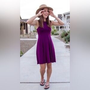 Athleta Santorini Thera Dress in Plum Purple Size XS Sleeveless Knit Jersey